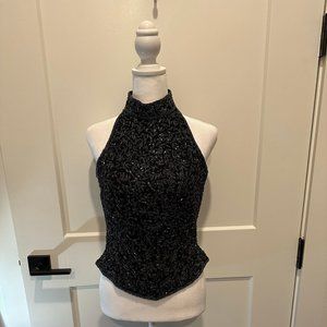 Flattering Fun Fitted Beaded Holiday/Party Top Size PS Vintage